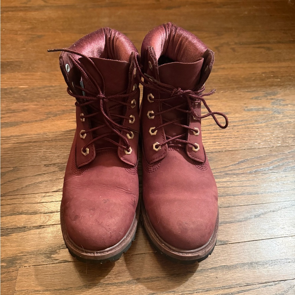Timberland Burgundy Lace-Up Boots